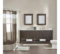 Madison Park Amherst Tapis de Bain décoratif 100% Coton touffeté, Ultra Doux, antidérapant, Absorbant, séchage Rapide, 61 x 152 cm, Marron/Bleu