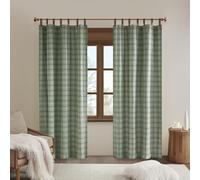 Madison Park Anaheim Rideau de fenêtre à Carreaux avec Doublure en Polaire à Isolation Thermique pour Chambre à Coucher, 1 Panneau Simple, Languette en Similicuir de 127 x 213,4 cm, Vert