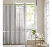 Madison Park Anna Sheers Rideau de Douche à Rayures texturées, décoration de Salle de Bain Moderne du Milieu du siècle, Lavable en Machine, écran d'intimité en Tissu 183 x 183 cm, Gris
