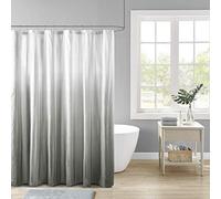 Madison Park Ara Rideau de Douche Seersucker imprimé ombré décoration Moderne de Salle de Bains - Lavable en Machine, Brise-Vue en Tissu, 183 x 183 cm, Gris