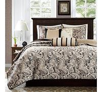 Madison Park Aubrey 6 pièces matelassé Couvre-lit de Cal, Noir, King Size/California King