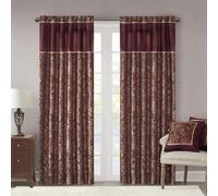 Madison Park Aubrey Lot de 2 rideaux 2 panneaux en imitation soie motif cachemire jacquard avec passe-tringle pour salon, cuisine, fentre obsc