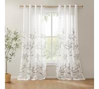 Madison Park Cecily Rideau de fenêtre Semi-Transparent avec Impression botanique dévorée, Facile à accrocher, s'adapte à Une Tringle jusqu'à 3,2 cm de diamètre, 127 x 213,4 cm, Feuilles Grises