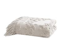 Madison Park Couverture d'été 100% Coton touffeté Chenille avec Franges de Luxe, élégante, Chic, légère, Respirante, décoration de Chambre de Chalet, 127 x 152,4 cm, Gris