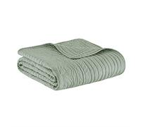 Madison Park Couverture matelassée de Luxe, Coutures damassées, Couvre-lit rempli de Coton, Ultra Doux et Confortable pour Salon, canapé, lit, 152,4 x 182,9 cm, Bordures festonnées, écume de mer