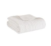 Madison Park Couverture matelassée de Luxe, Coutures damassées, Couvre-lit rempli de Coton, Ultra Doux et Confortable pour Salon, canapé, lit, 152,4 x 182,9 cm, Bordures festonnées, Blanc