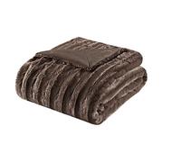 Madison Park Duke Polyester brossé Longue Fourrure Plaid Tricot, 50 par 152,4 cm, Chocolat