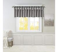 Madison Park Emilia Cantonnière en Soie synthétique avec languettes torsadées avec Perles, Rideau de fenêtre pour Salon, Chambre à Coucher et dortoir, 66 x 127 cm (L x l), Anthracite
