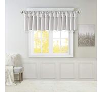 Madison Park Emilia Cantonnière en Soie synthétique avec languettes torsadées avec Perles, Rideau de fenêtre pour Salon, Chambre à Coucher et dortoir, 66 x 127 cm (L x l), argenté