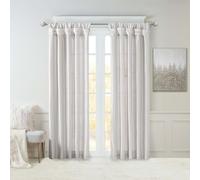 Madison Park Emilia Rideau Simili Soie Simple avec Doublure Brise-Vue DIY Twist Tab Top Rideau de Fenêtre pour Salon, Chambre et Coutoir, 50x95, Argent