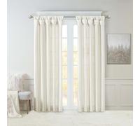 Madison Park Emilia Rideau Simple en Soie synthétique avec Doublure d'intimité, languettes torsadées à Faire soi-même pour Salon, Chambre à Coucher et dortoir, 241,3 x 127 cm (L x l), Blanc
