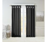 Madison Park Emilia Rideau Simple en Soie synthétique avec Doublure d'intimité, languettes torsadées DIY pour Salon, Chambre à Coucher et dortoir, 304,8 x 127 cm (l x L), Noir