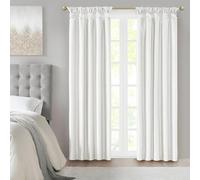 Madison Park Emilia Total Rideaux en Imitation Soie avec Languette torsadée pour décoration de Salon et Chambre à Coucher et Appartements 50 x 95 cm Blanc occultant
