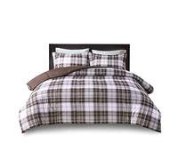 Madison Park Essentials Parkston Parure de lit 2 pièces avec Couette à Carreaux Assortie, Housse de Protection Anti-Taches Scotchguard 3M, hypoallergénique, pour Toutes Les Saisons, lit Simple/lit