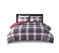 Madison Park Essentials Parkston Parure de lit 3 pièces avec Couette à Carreaux Assortie, Housse de Couette Anti-Taches Scotchguard 3M, hypoallergénique, pour Toutes Les Saisons, lit Double/Grand lit