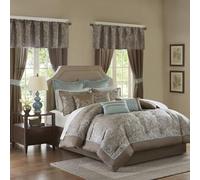 Madison Park Essentials Parure de lit Alternative au Duvet hypoallergénique Toutes Saisons, Polyester, Bleu, Grand lit