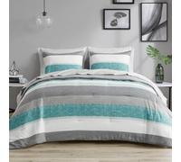Madison Park Essentials Parure de lit queen size avec couette et draps modernes et dcontracts imprims rayures toutes saisons en microfibre d