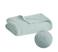 Madison Park Freshspun Basketweave Couverture en coton de luxe Bleu 108 x 90 cm King Size Basketweave Premium Doux et confortable 100 % coton pou