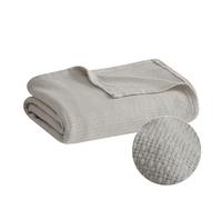 Madison Park Freshspun Basketweave Couverture en coton de luxe Gris 108 x 90 cm King Size Basketweave Premium Doux et confortable 100 % coton pou