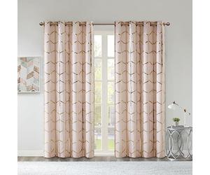 Madison Park Intelligent Design Delray Diamond Printed Square Pillow Pair, Microfibre, Blush/Gold., 50x63