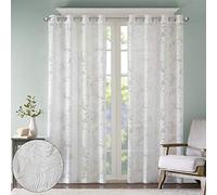 Madison Park Leilani Feuille de Palmier Burnout Window Sheer Blanc 127 x 160 cm