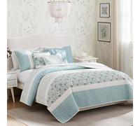Madison Park Literie Alternative en Duvet Toutes Saisons, taies Assorties, Jupe de lit, oreillers décoratifs, Coton, Aube, Bleu Sarcelle Clair, lit Double/Grand lit (228,6 x 228,6 cm)