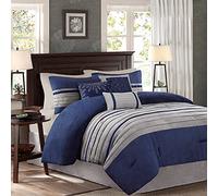 Madison Park Literie Alternative en Duvet Toutes Saisons, taies Assorties, Oreiller décoratif, Polyester, Bleu, Grand lit