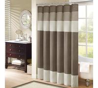 Madison Park Lot de 1 Rideau de Bain Moderne en Microfibre à Rayures en Soie synthétique pour Salle de Bain, Polyester, Naturel, 183 x 183 cm (l x L)