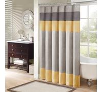 Madison Park Lot de 1 Rideau de Bain Moderne en Microfibre à Rayures Imitation Soie Jaune 183 x 183 cm