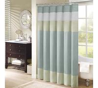 Madison Park Lot de 1 Rideau de Bain Moderne en Microfibre à Rayures Imitation Soie pour Salle de Bain Vert 183 x 183 cm