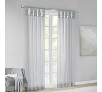 Madison Park Lot de 2 Rideaux filtrants en Voile pour Chambre à Coucher et Appartement, en Polyester, Gris Clair, 127 x 213,4 cm (l x L)