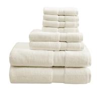 Madison Park Lot de 8 Serviettes de Bain 100% Coton de 800 g/m², Longues et surdimensionnées, Comprenant 2 Serviettes de Bain, 2 essuie-Mains et 4 débarbouillettes, crème