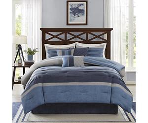 Madison Park MP10-1637 Collins Parure de lit 7 pièces Bleu Marine Très Grand lit