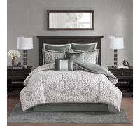 Madison Park Odette 8 Piece Jacquard Comforter Set Silver King