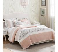 Madison Park Parure de lit 100% Coton, imprimé Floral, Coutures Double Face, Couvre-lit Blush, Vert Citron King