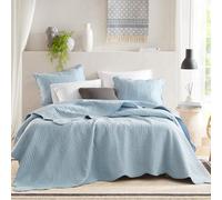 Madison Park Parure de lit 3 pièces avec Motif médaillon damassé avec Bord festonné, Couvre-lit Cottage pour très Grand lit, Toutes Saisons, Couvre-lit léger en Coton pour lit King Size,