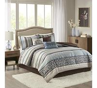 Madison Park Parure de lit Alternative en Duvet Toutes Saisons avec taies d'oreiller Assorties, Oreiller décoratif, Polyester, Bleu Princeton, très Grand lit californien (264,2 x 234,7 cm)