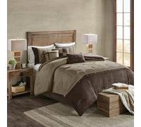 Madison Park Parure de lit en Duvet pour Toutes Les Saisons avec Cache-sommier Assorti, taies d'oreiller, Coussin décoratif, Polyester, Marron, Queen Size (228,6 x 228,6 cm)