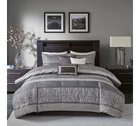 Madison Park Parure de lit en Duvet pour Toutes Les Saisons - Cache-sommier Assorti - Oreillers décoratifs - Polyester - Gris/Taupe - King Size (264,2 x 233,7 cm)