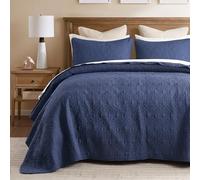 Madison Park Parure de lit légère pour Toutes Les Saisons, taies Assorties, Microfibre, Bleu Marine, très Grand lit (304,8 x 299,7 cm)