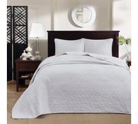 Madison Park Parure de lit légère Toutes Saisons avec Couvre-lit, Housses Assorties, Polyester, Blanc, King Size (304,8 x 299,7 cm)