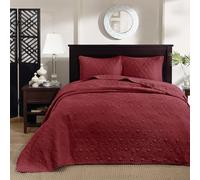 Madison Park Parure de lit légère Toutes Saisons avec Couvre-lit, Housses Assorties, Polyester, Rouge, Taille Queen (259,1 x 299,7 cm)