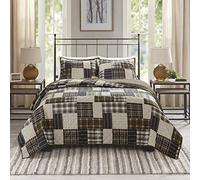Madison Park Parure de lit Respirante pour Toutes Les Saisons, taies Assorties, Polyester, Noir/Marron, lit Double/Grand lit (228,6 x 228,6 cm)