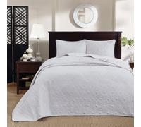 Madison Park Quebec Parure de lit rversible avec motif damass, coutures double face, couvre-lit lger toutes saisons, housse assortie, blanc, c