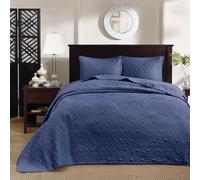 Madison Park Quebec Parure de lit rversible avec motif damass, coutures double face, couvre-lit lger toutes saisons, housse assortie, bleu mar