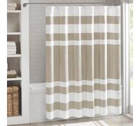 Madison Park Rideau de Douche en Tissu gaufré avec Gestion de l'humidité Scotchgard 3M, Rideaux de Douche Modernes pour Salle de Bain, Largeur 274,3 x 182,9 cm, Taupe