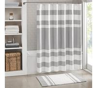 Madison Park Rideau de Douche gaufré avec 3M Scotchgard pour la Gestion de l'humidité - Décoration Moderne de Salle de Bain - 182,9 x 213,4 cm - Gris