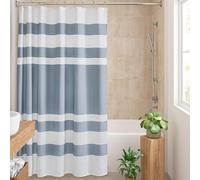 Madison Park Rideau de Douche Spa gaufré en Tissu avec 3M Scotchgard Gestion de l'humidité, décorations de Salle de Bain, 274 x 183 cm, Bleu