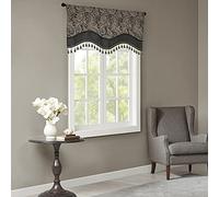 Madison Park Rideau Jacquard Imitation Soie Cachemire avec Doublure d'intimité pour Salon, Cuisine, Chambre à Coucher et dortoir, 127 x 45,7 cm, Bordure Noire