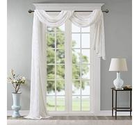 Madison Park Rideaux Transparents Blancs pour Cuisine, Rideaux de Transition en Tissu pour Salon, Rideaux brodés Irina, 50 cm x 216 cm